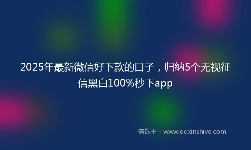 2025年最新微信好下款的口子，归纳5个无视征信黑白100%秒下app