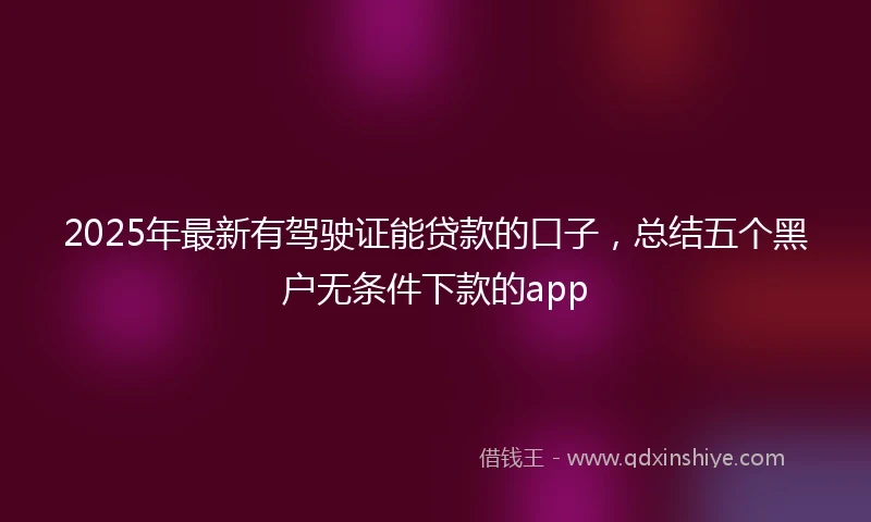 2025年最新有驾驶证能贷款的口子，总结五个黑户无条件下款的app