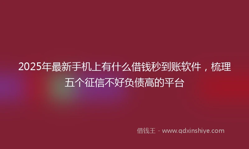 2025年最新手机上有什么借钱秒到账软件，梳理五个征信不好负债高的平台