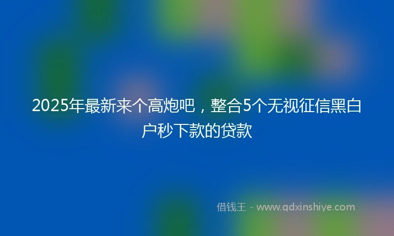 2025年最新来个高炮吧，整合5个无视征信黑白户秒下款的贷款