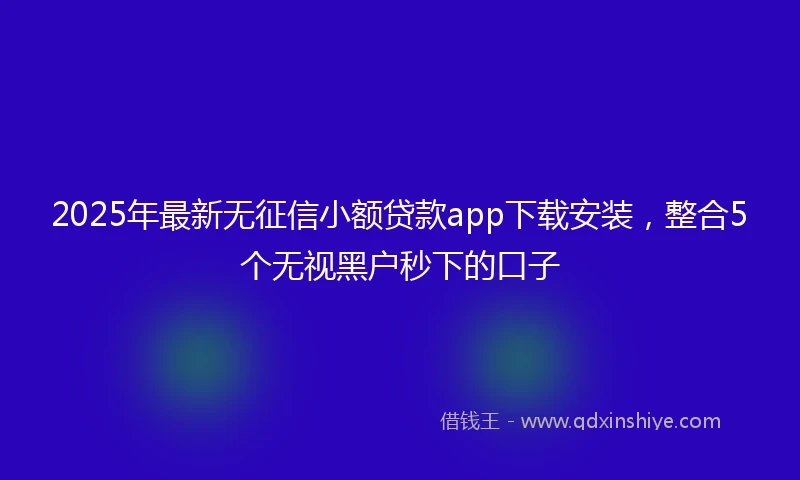 2025年最新无征信小额贷款app下载安装，整合5个无视黑户秒下的口子