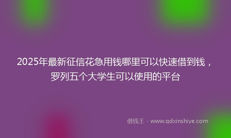 2025年最新征信花急用钱哪里可以快速借到钱，罗列五个大学生可以使用的平台