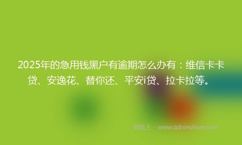 2025年的急用钱黑户有逾期怎么办有：维信卡卡贷、安逸花、替你还、平安i贷、拉卡拉等。