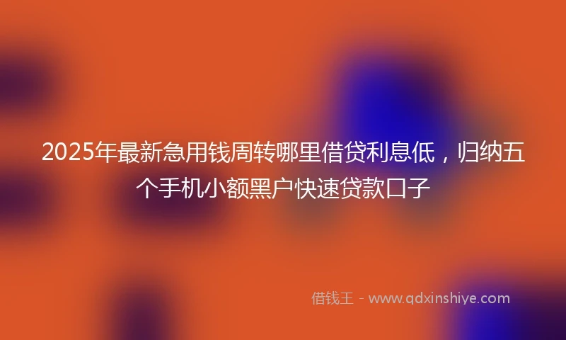 2025年最新急用钱周转哪里借贷利息低，归纳五个手机小额黑户快速贷款口子