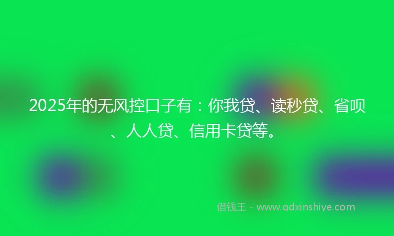 2025年的无风控口子有：你我贷、读秒贷、省呗、人人贷、信用卡贷等。