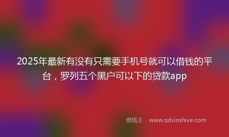2025年最新有没有只需要手机号就可以借钱的平台,罗列五个黑户可以下的贷款app