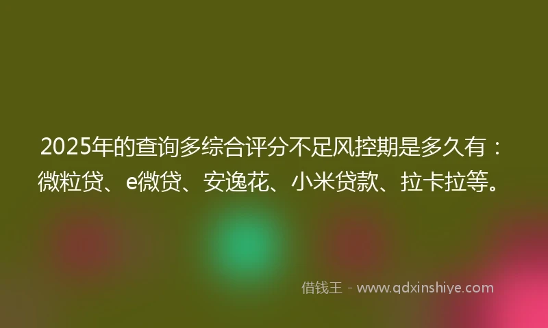 2025年的查询多综合评分不足风控期是多久有：微粒贷、e微贷、安逸花、小米贷款、拉卡拉等。