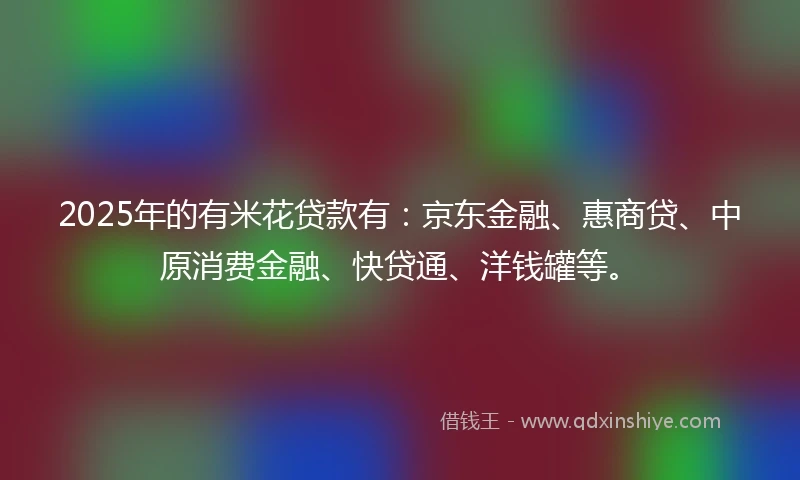 2025年的有米花贷款有：京东金融、惠商贷、中原消费金融、快贷通、洋钱罐等。