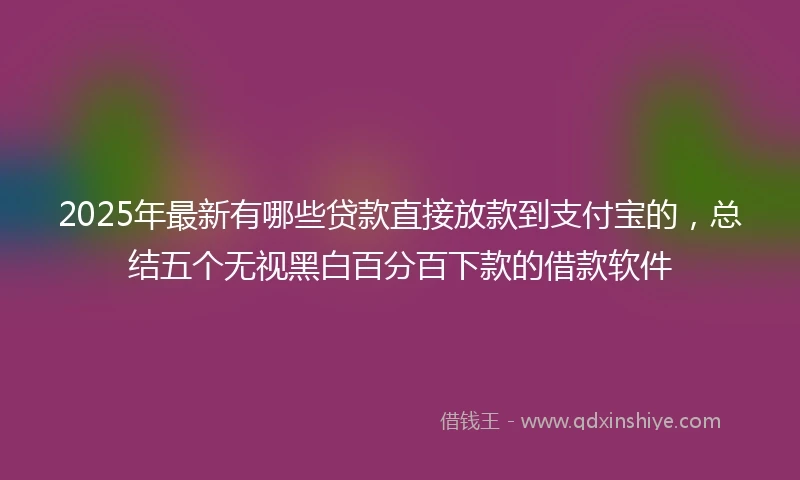 2025年最新有哪些贷款直接放款到支付宝的，总结五个无视黑白百分百下款的借款软件