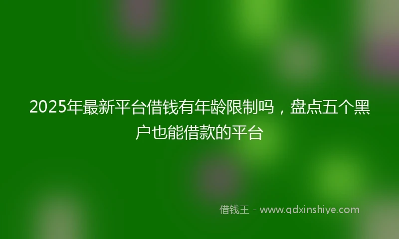 2025年最新平台借钱有年龄限制吗，盘点五个黑户也能借款的平台