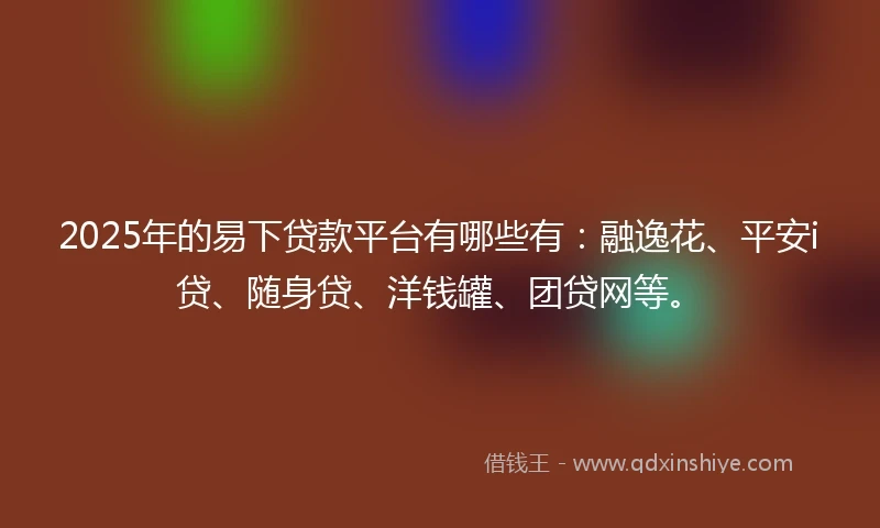 2025年的易下贷款平台有哪些有：融逸花、平安i贷、随身贷、洋钱罐、团贷网等。