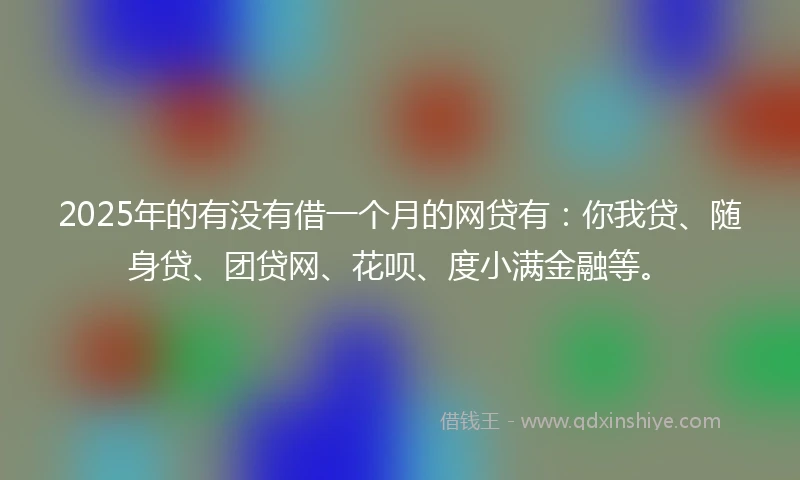 2025年的有没有借一个月的网贷有：你我贷、随身贷、团贷网、花呗、度小满金融等。