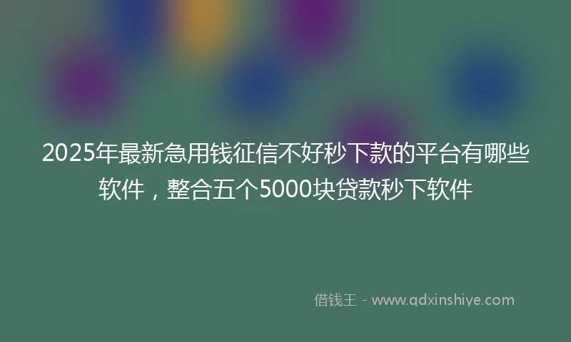 2025年最新急用钱征信不好秒下款的平台有哪些软件，整合五个5000块贷款秒下软件