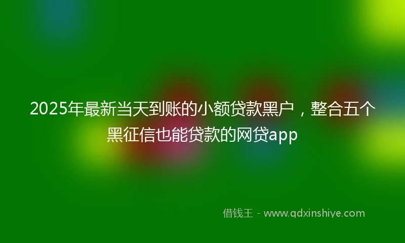 2025年最新当天到账的小额贷款黑户，整合五个黑征信也能贷款的网贷app