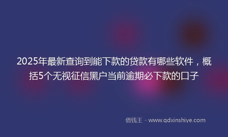 2025年最新查询到能下款的贷款有哪些软件，概括5个无视征信黑户当前逾期必下款的口子