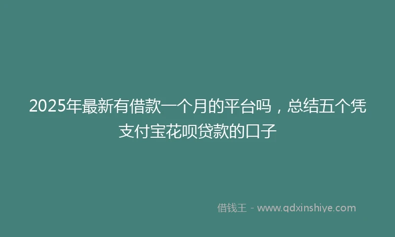 2025年最新有借款一个月的平台吗，总结五个凭支付宝花呗贷款的口子