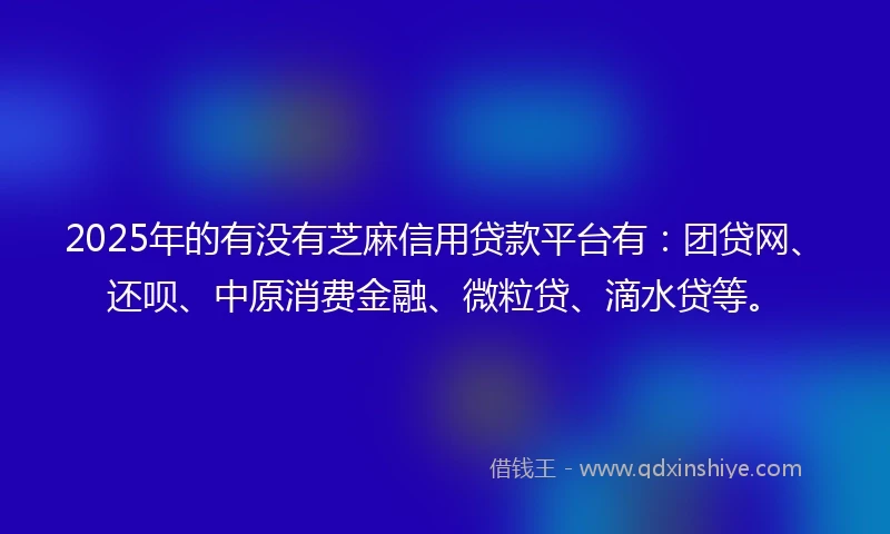 2025年的有没有芝麻信用贷款平台有：团贷网、还呗、中原消费金融、微粒贷、滴水贷等。