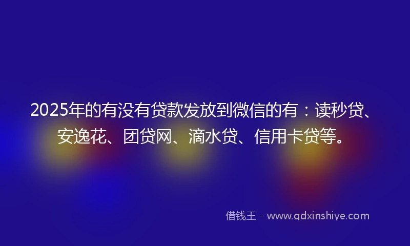 2025年的有没有贷款发放到微信的有：读秒贷、安逸花、团贷网、滴水贷、信用卡贷等。