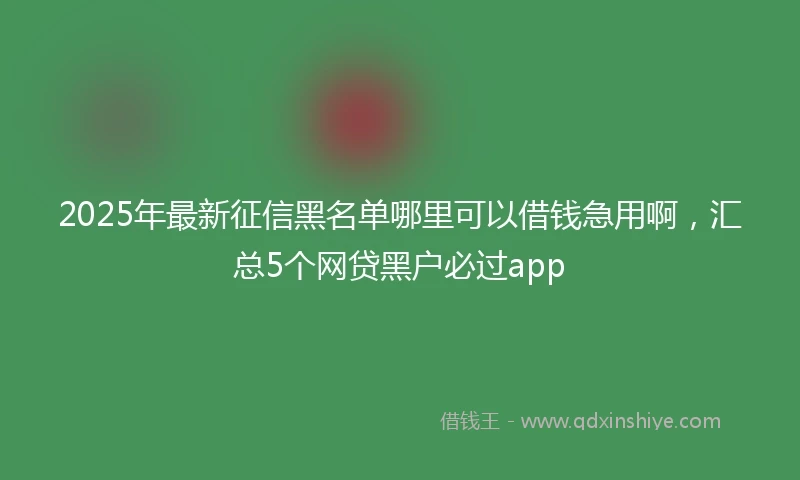 2025年最新征信黑名单哪里可以借钱急用啊，汇总5个网贷黑户必过app