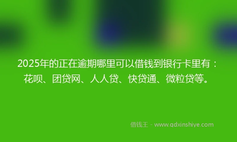2025年的正在逾期哪里可以借钱到银行卡里有：花呗、团贷网、人人贷、快贷通、微粒贷等。