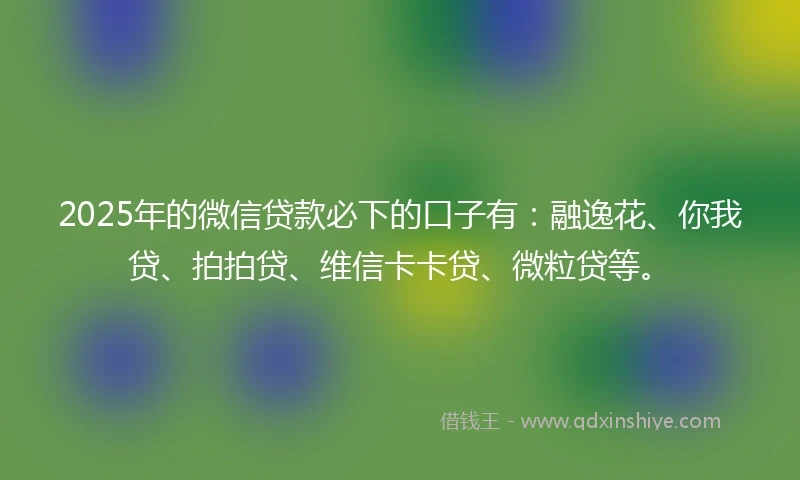 2025年的微信贷款必下的口子有：融逸花、你我贷、拍拍贷、维信卡卡贷、微粒贷等。