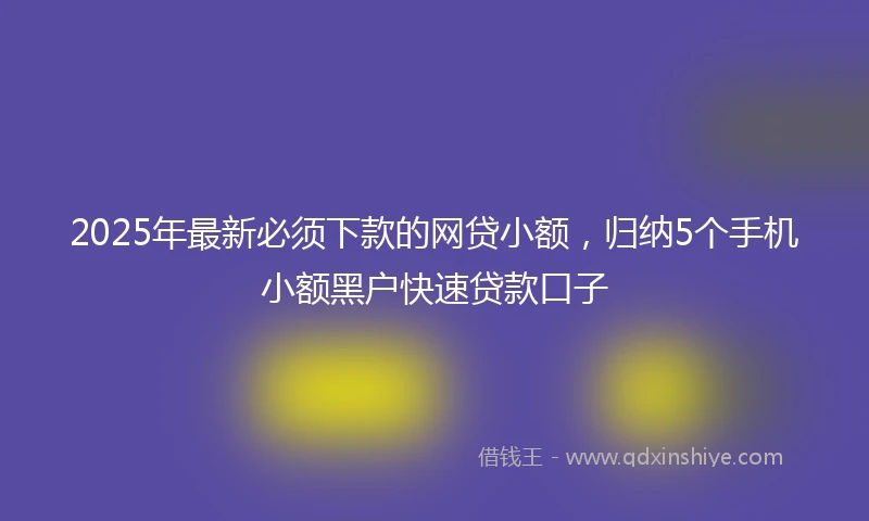 2025年最新必须下款的网贷小额，归纳5个手机小额黑户快速贷款口子