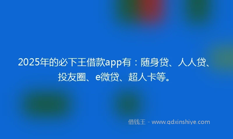 2025年的必下王借款app有：随身贷、人人贷、投友圈、e微贷、超人卡等。