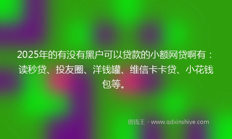 2025年的有没有黑户可以贷款的小额网贷啊有：读秒贷、投友圈、洋钱罐、维信卡卡贷、小花钱包等。