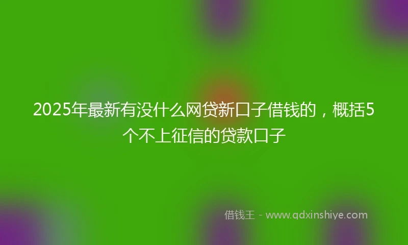 2025年最新有没什么网贷新口子借钱的，概括5个不上征信的贷款口子
