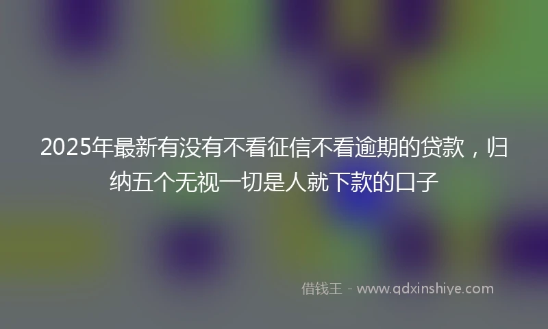 2025年最新有没有不看征信不看逾期的贷款，归纳五个无视一切是人就下款的口子