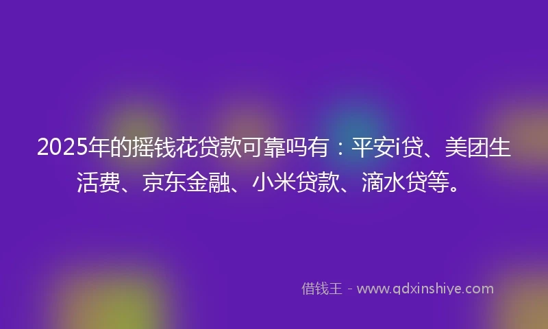 2025年的摇钱花贷款可靠吗有：平安i贷、美团生活费、京东金融、小米贷款、滴水贷等。