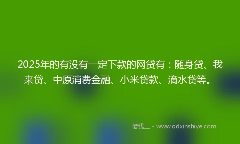 2025年的有没有一定下款的网贷有：随身贷、我来贷、中原消费金融、小米贷款、滴水贷等。