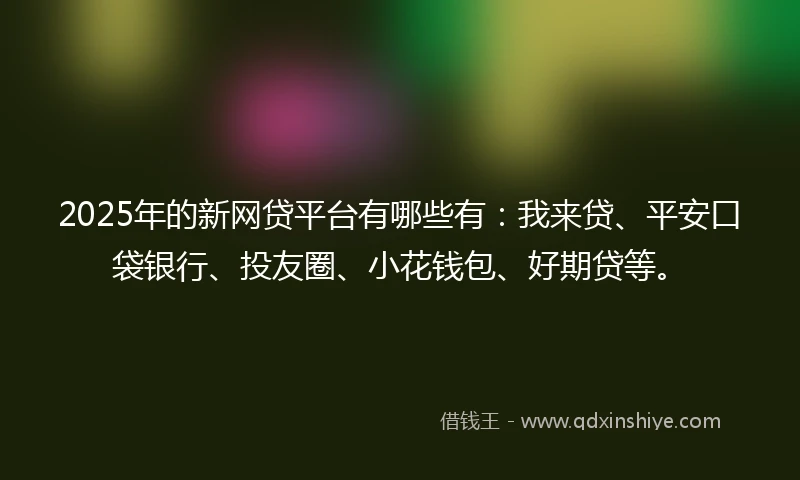 2025年的新网贷平台有哪些有：我来贷、平安口袋银行、投友圈、小花钱包、好期贷等。