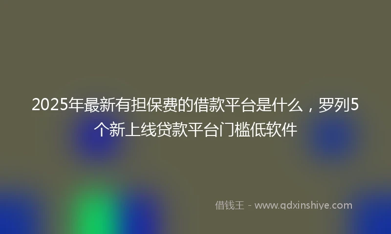 2025年最新有担保费的借款平台是什么，罗列5个新上线贷款平台门槛低软件