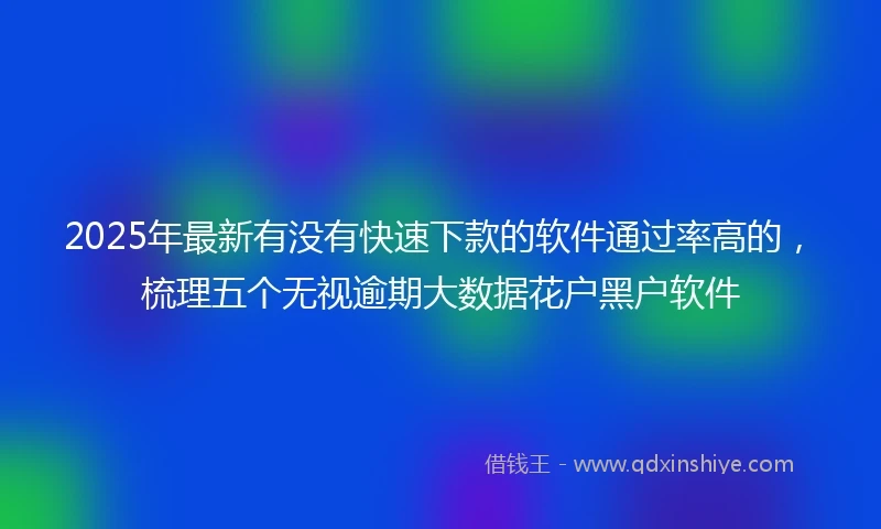 2025年最新有没有快速下款的软件通过率高的，梳理五个无视逾期大数据花户黑户软件