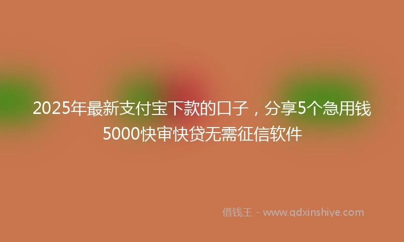 2025年最新支付宝下款的口子，分享5个急用钱5000快审快贷无需征信软件