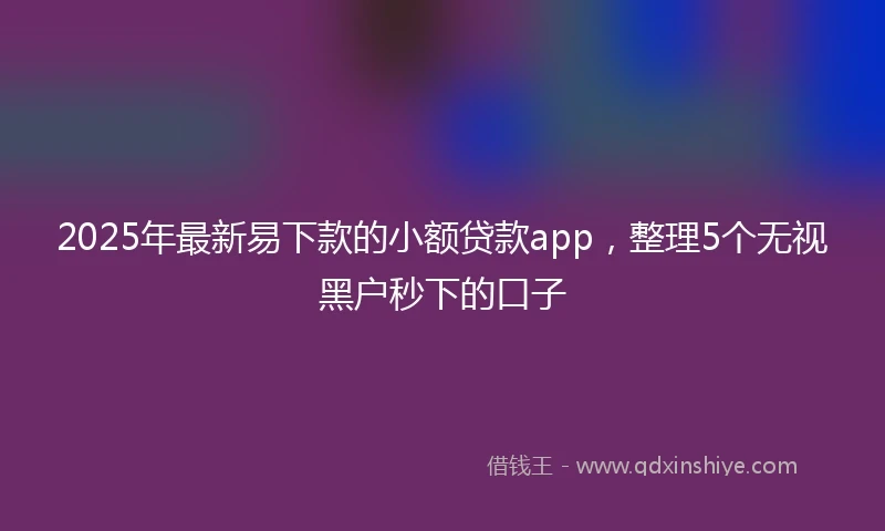 2025年最新易下款的小额贷款app，整理5个无视黑户秒下的口子