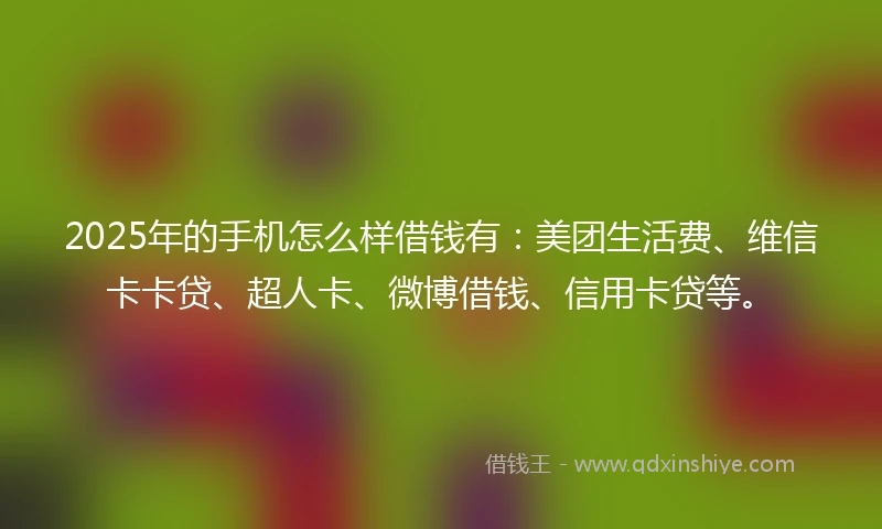 2025年的手机怎么样借钱有：美团生活费、维信卡卡贷、超人卡、微博借钱、信用卡贷等。
