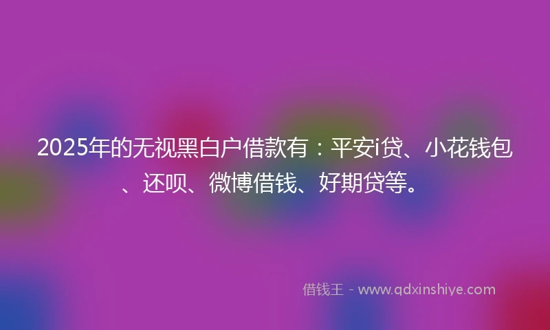 2025年的无视黑白户借款有：平安i贷、小花钱包、还呗、微博借钱、好期贷等。