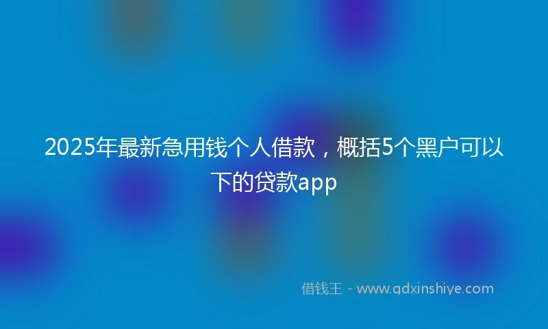 2025年最新急用钱个人借款，概括5个黑户可以下的贷款app