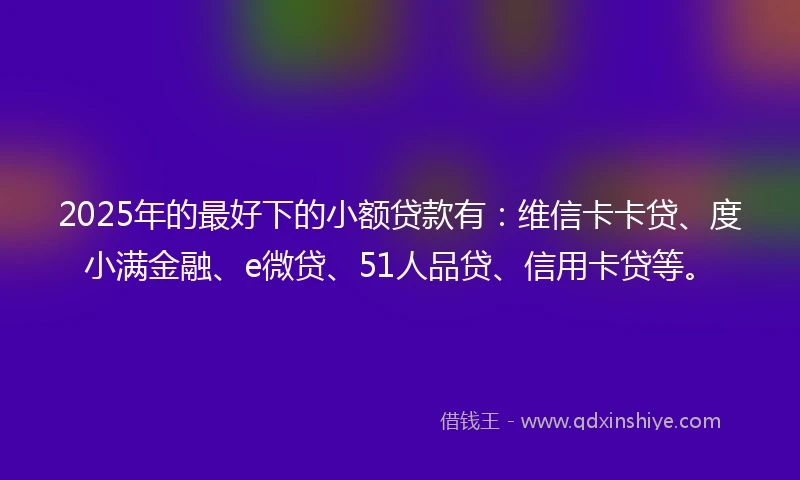 2025年的最好下的小额贷款有：维信卡卡贷、度小满金融、e微贷、51人品贷、信用卡贷等。