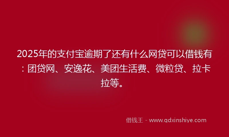 2025年的支付宝逾期了还有什么网贷可以借钱有：团贷网、安逸花、美团生活费、微粒贷、拉卡拉等。