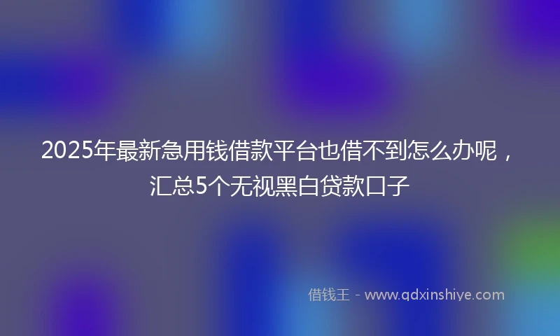 2025年最新急用钱借款平台也借不到怎么办呢，汇总5个无视黑白贷款口子
