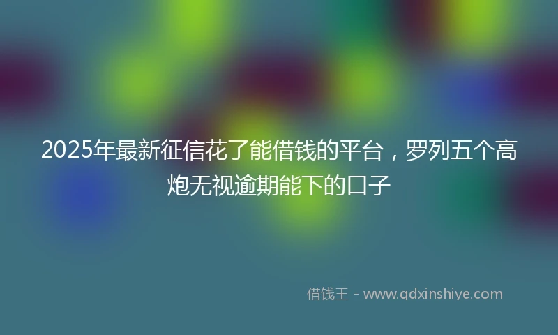 2025年最新征信花了能借钱的平台，罗列五个高炮无视逾期能下的口子