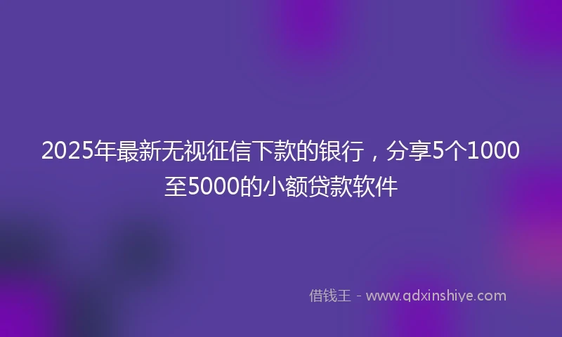 2025年最新无视征信下款的银行，分享5个1000至5000的小额贷款软件