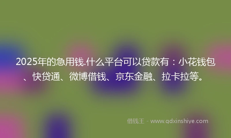 2025年的急用钱.什么平台可以贷款有：小花钱包、快贷通、微博借钱、京东金融、拉卡拉等。
