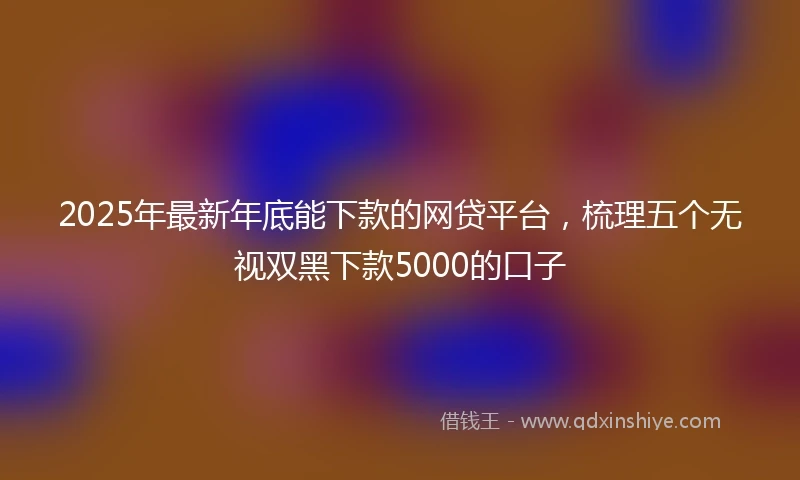 2025年最新年底能下款的网贷平台，梳理五个无视双黑下款5000的口子