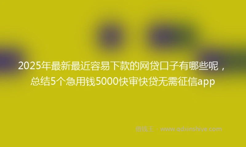 2025年最新最近容易下款的网贷口子有哪些呢，总结5个急用钱5000快审快贷无需征信app