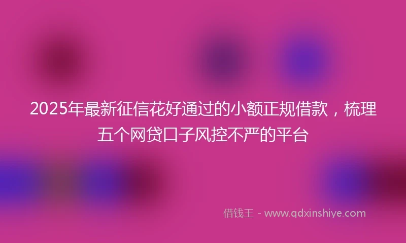 2025年最新征信花好通过的小额正规借款，梳理五个网贷口子风控不严的平台