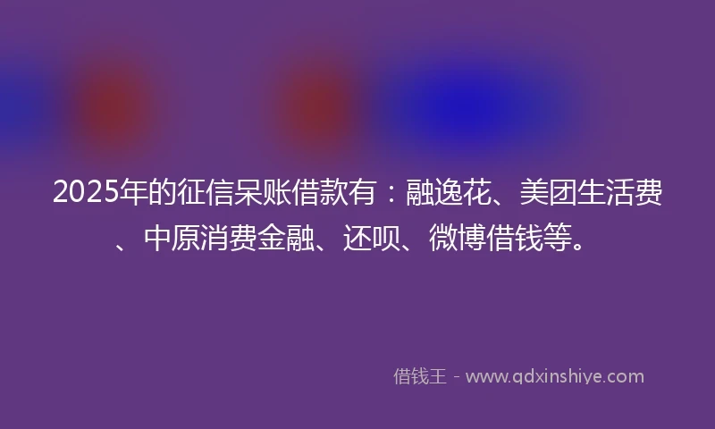 2025年的征信呆账借款有：融逸花、美团生活费、中原消费金融、还呗、微博借钱等。